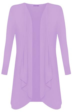 SXME MIGHT SAY Women's Plus Size Waterfall Cardigan, Long Sleeve Open Front, Jersey Top, Hanky Hem, Ladies Long Sleeve Boyfriend Cardigan