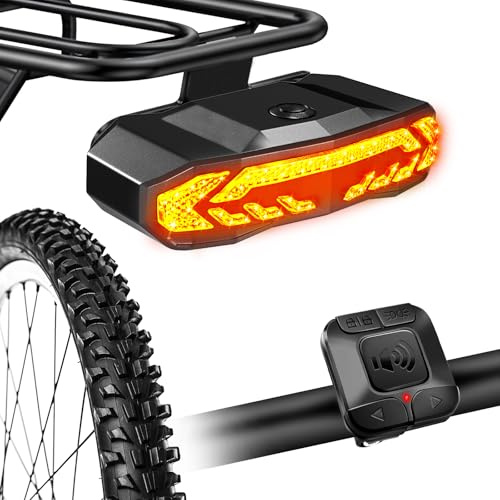 NineLeaf Bike Tail Light with Turn Signals,Bike Light Turn Signal,Brake Sensing for Cargo Rack/Basket/Saddle Mount,Auto On/Off Type-C Rechargeable Bicycle Horn Bike Alarm 35-60mm Bolt Spacing Mounting