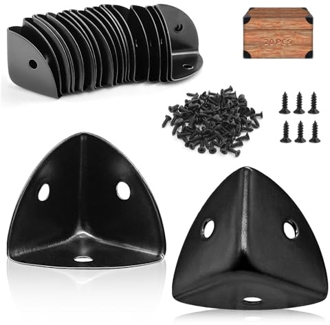 BITEFU Eckenschutz Metall, 25mm Viele Zwecke Kantenschutz Metall 20 Stück | für Kisten Boxen Möbel Regal Tisch mit Schrauben Schwarz Eckenschutz