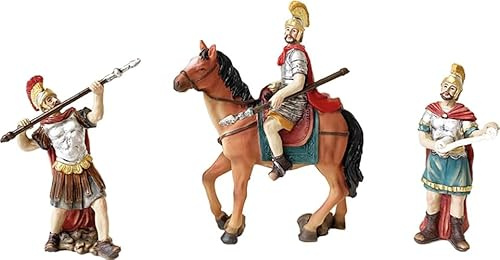 FADEDA 3 figuras de la pasión: 3 soldados, altura: 9 cm, pintadas a mano, figuras de belén detalladas, decoración de mesa de Navidad, accesorios de pesebre