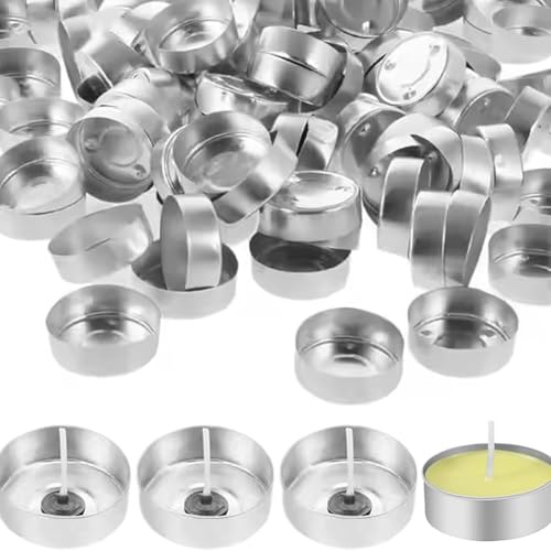 PPcdfre 1 Juego de Tarros de Vela Vacíos, Latas de Vela con Mechas de Algodón, Tarros de Vela Vacíos Redondos de Aluminio, para Velas de de Bricolaje