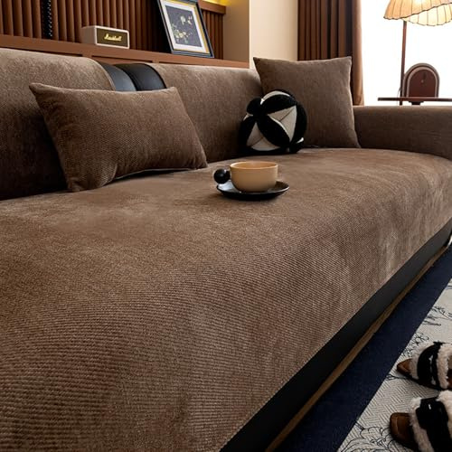 Generisch Sofadecke,L Form Sofaüberwurfe Ecksofa Sofa überzug Pets Dog Couch überzug Anti-rutsch Sofaschutz Ultra Weicher Sofaschoner(Coffee,60x180cm)
