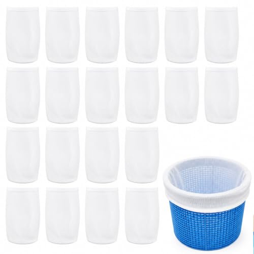 Lot de 20 Chaussette Skimmer Piscine, Chaussettes Filtrantes Réutilisables | en Nylon Élastique, Chaussette Filtre Piscine, Chaussettes de Skimmer de Piscine pour Panier, Pour Les Débris et La Saleté