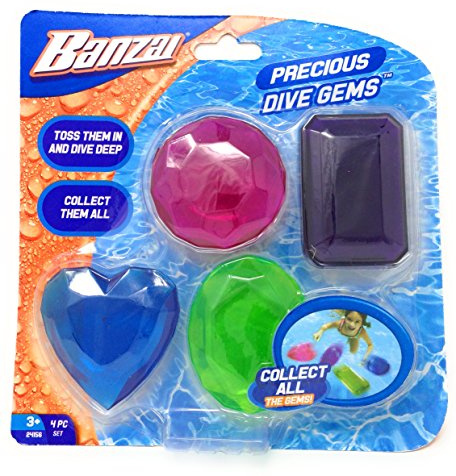BANZAI Precious Dive Gems 4 Pack, Diving Toy for Water, Pool Diving Toy