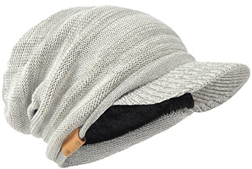 Herren Dick Knit Newsboy Cap Visier Mütze Hut Fleece Gefüttert Strickmützen B319
