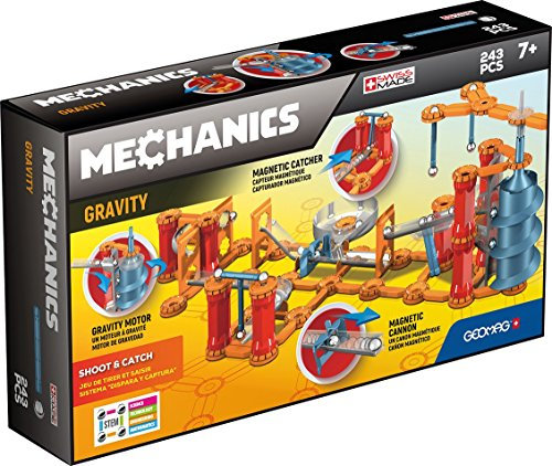 GEOMAG - MECHANICS GRAVITY Shoot & Catch - 243 Teile - Magnetisches Konstruktionsspiel Für Kinder Ab 7 Jahren - Hergestellt In Der Schweiz - 11 Magnetstangen, 36 Kugeln, 196 Mechanische Elemente
