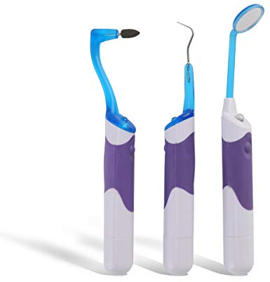 Tooth Stain Remover Tool Oral Care Cleaning Kit with LED Light for Dentist, Family Oral Cleaning, Dental Scraper Tooth Pick Hygiene Set with Mouth Mirror - Easy to Carry and Use