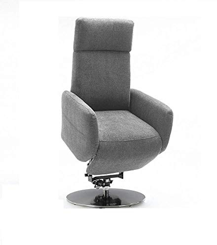 Cavadore TV-Sessel Cobra, Fernsehsessel mit 2 E-Motoren, Akku und Aufstehhilfe, Relaxfunktion, Liegefunktion, Ergonomie M, 71 x 110 x 82, Belastbar bis 130 kg, hellgrau