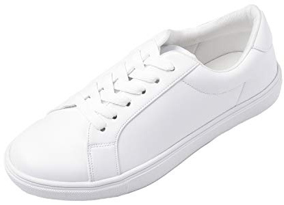 Feversole Women's Featured Vegan Leather Lace Up Sneaker,Baskets à Lacets en Cuir PU pour Femme Plaine Blanche Taille 41
