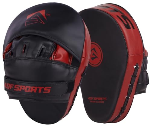 AQF Colpitori Boxe Guanti Da Passata, Pelle Sintetica Scudo Sciopero Target Pads Hook & Jab Mitts Per Boxe, Muay Thai, MMA, Taekwondo, Pao Arti Marziali Allenamento (Rosso)