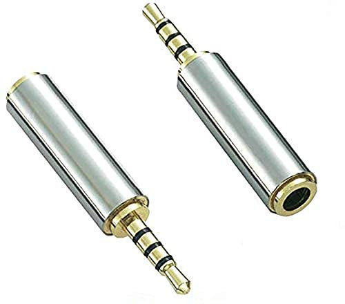 Aiivioll 2 confezioni da 2,5 mm maschio a 3,5 mm femmina adattatore audio placcato oro Aux ausiliario spaccalegna 3 anelli jack di supporto convertitore cuffie auricolare stereo o mono