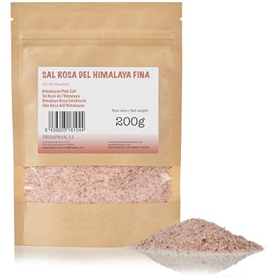 FRISAFRAN | Sel Rose De l’Himalaya Fin 200g | Sel de l'Himalaya Naturel | sel rose de l'himalaya | sel | Pas D'additifs | sel himalaya | sel himalaya rose | gros sel | sel regenerant | digestion saine