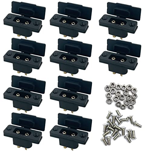 10Pcs Amass XT90E-M Battery Connector XT90E Male Plug Gold-Plated Connector with PVC Protective Sleeve Dust Cap for RC Aircraft Drone Accessories