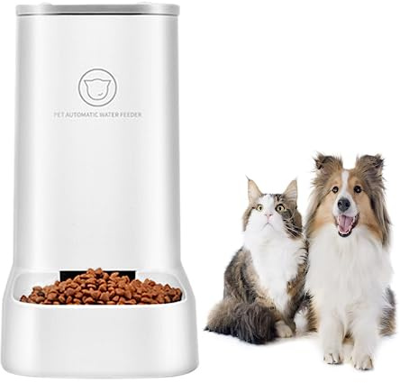 Automático Comida Gatos Comederos, Ocupa un área de 0.045 metros cuadrados, Más pequeño que el papel A4, Diseño extraíble, fácil de limpiar, Suministro de gravedad, sin comida atascada(3.8L/Blanco)