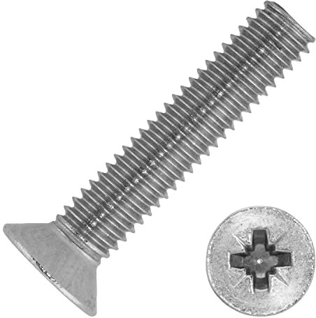Techtanium® Senkkopfschrauben M6 x 12 mm mit Kreuzschlitz (Z) aus Edelstahl A2 (2 Stück) | Senkschrauben | DIN 965