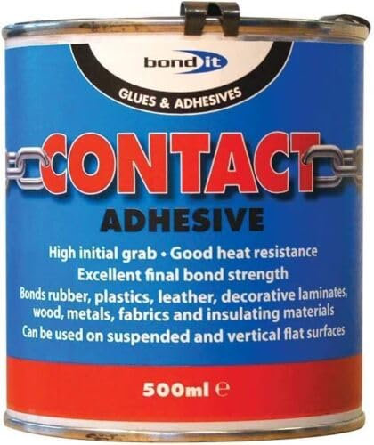 Bond It Contact Adhesive Solvent Based High Grab Neoprene Glue 250ml/500ml/1/5L Bonding Cork leather rubber metals wood (500ml)
