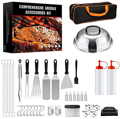 Grill Zubehör Set, 42-teiliges Extra Dickes Edelstahl-Grill-Werkzeug-Set BBQ Set mit Barbecue Utensilien mit Grillbesteck Koffer Thermometer Geschenke für Männer Frauen Geburtstag