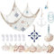 YSDMY Filet de pêche décoratif avec coquilles，Voilier en Bois，Roue de Bateau，Ancre en Bois，Non-Trace Crochets，Trombone 1 m x 2 m pour Décoration Maritime Décoration Murale