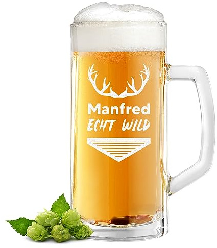 Bierseidel aus Glas mit Gravur Geburtstagsgeschenk - Geschenk für Männer - Männergeschenk für Papa, Geburtstag und Jubiläum - spülmaschinenfestes Bierglas 0,5 Liter - für Pils und Craft Beer