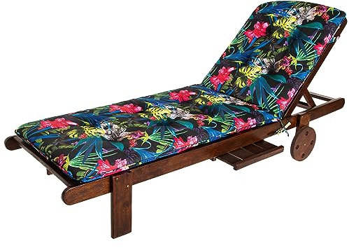 PillowPrim Sitzkissen für Sonnenliege - Stuhlkissen - Für Garten, Terrassen und Balkonliebhaber - Komfort im Freien - Bunte Blätter, 185 x 60 x 6 cm