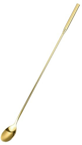 QUARKZMAN Longue Poignée Mélange Mélange Cuillère, Inox Acier Barman Mélange Cuillère Cocktail Agitateurs, Bar Cuillère Agitateur Cuillère (Longueur 300mm/11.81, Or)