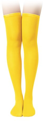 KINBOM 1 Paar Oberschenkelhohe Socken, Baumwolle Weich Kniestrümpfe Lange Strümpfe Damen Overknee für Damen Mädchen Alltagskleidung Kostüme Weihnachts-Cosplay (Gelb)