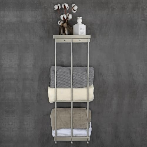 Womamny Handtuchhalter Ausziehbar, Handtuchregal Badezimmer aus rostfreiem V2A-Edelstahl (DIN 1.4301) mit XXL-Kapazität und 3 Handtuchhaken, Höhenverstellung 65-93 cm