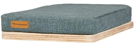 Kratzbaumland Wand-Step Relax für Katzen, Wandmontage, Wandelement (Blaugrau - Designer)(Weiß, Metall)(25x20 cm)