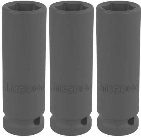 TECPO 3x Schlagschrauber Nüsse 1/2 Zoll Set, 3-tlg. Steckschlüssel Alufelgen Stecknuss Radwechsel Schlagnuss