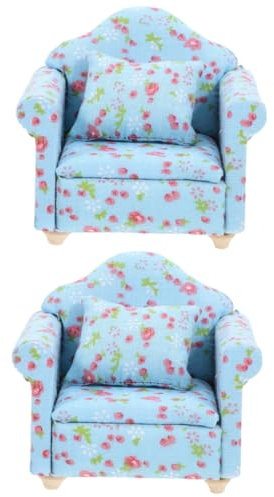 Toyvian 2stücke Doll House Mini Sofa Aus Stoff Mit Blumenmuster Puppenhaus Möbel Für Kreative Projekte Und Foto-Requisiten Für Miniatur Szenen Und Puppenhaus Zubehör