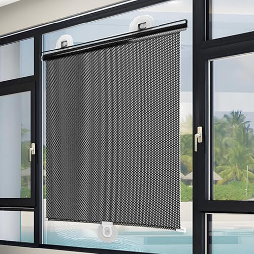 Sonnenschutz Rollos Mit Saugnäpfen,UV Schutz Rollo Sonnenschutz Beschattung Rollo Einziehbar Sichtschutz Fensterrollo, Für Wohnzimmer Küche Büro Auto Ohne Bohren