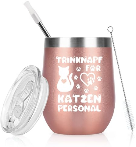Livole Geschenke für Katzenliebhaber, Katzenmama, Tasse mit Spruch - Trinknapf für Katzenpersonal - Katzenliebhaber Geschenke, Weihnachtsgeschenke für Frauen, Sie, 12oz 350ml Kaffeebecher to go Thermo