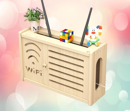 Router Box Regal ohne Bohren, WLAN-Aufbewahrungsbox, Wandmontage, Wandregal für Kabelbox, Kabel-Aufbewahrungsbox, C-36 x 24 cm