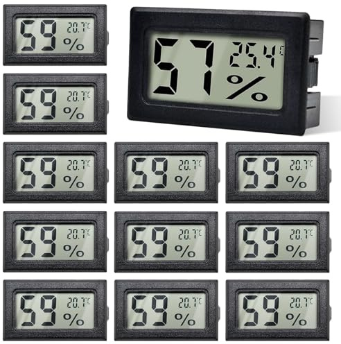 12 Stück Lcd Digital Thermometer Hygrometer, Thermometer Innen, Hygrometer Innen Lcd, Luftfeuchtigkeitsmesser, Mini Hygrometerm, Mini Thermometer Für Erde Und Kühlschrank