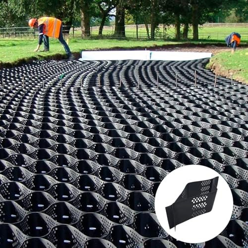 Stabilisateur de gravier de jardin robuste de 5,1 cm d'épaisseur, découpable, pour base d'abri de jardin, allée, patios, charge remplie de 1 m à 6,1 m