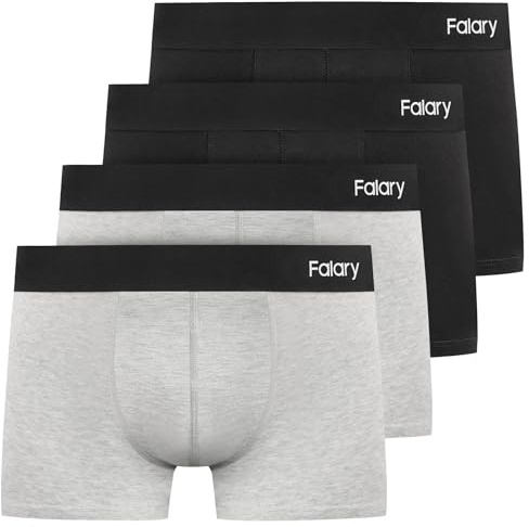 FALARY Boxer Shorts para Hombre, Calzoncillos para Hombre, AlgodóN OrgáNico, Pantalones Cortos Retro para Hombre, Ropa Interior, Boxer, Paquete De 4
