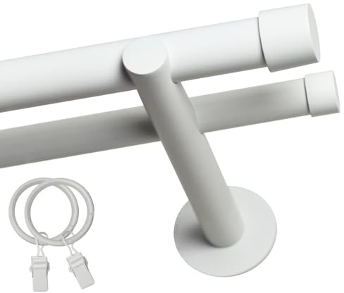 Voppi Gardinenstange 400cm 25mm Loft Röhrenrohr Doppel mit Endrollen für Wohnzimmer Büro Esszimmer Küche Stahl robust