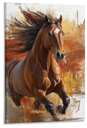 TharEau Braunes Pferd Leinwandbilder Tieres Leinwanddruck Modern Wandbilder Wandbilder Dekoration Wasserdicht HochwerTiger Kunstdruck Für Schlafzimmer, Heimdekoration 20x30inch(50x75cm)