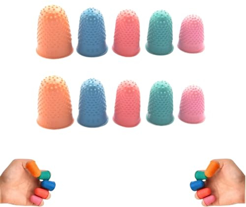 10 Tlg Fingernägel Kauen Stoppen Fingerkappen Set - Hitzebeständige Fingerabdrücke-verhindernde Gummifingerlinge, 5 Farben Für Bäcker, Blattwender, Zähler, Nagels