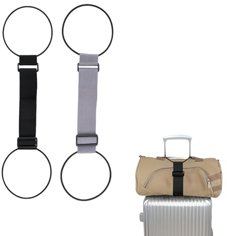 4PCS Ceintures de Fixation Élastiques pour Bagages, Noir et Gris, Ceinture de Fixation en Polyester Solide, Sangle à Bagage Portable pour Sac à Dos, Accessoires et Valise Cabine