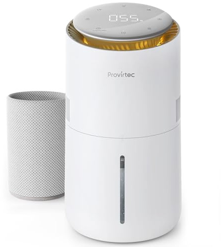 Provirtec MistFree Evaporative Humidifier for Bedroom, 3L No White Dust for Sensitive Individuals, Auto Humidity Control, Works with Tap Water, Night Light, Easy Clean Tank for Home & Small Room