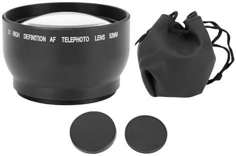 Denash 2X Telephoto Conversion Lens, 52mm HD Teleconverter Lens for Camera, Optical Glass Lightweight Aluminum Alloy Install, Compatible with 62mm Filter