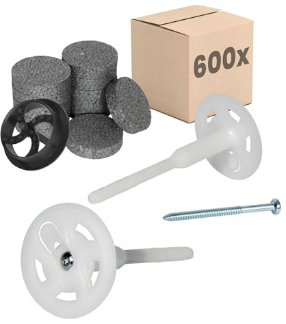 PROTEKTOR 600x Isoleringsskruvplugg, 600x brickor + 1 fräs Ø8 x 140mm