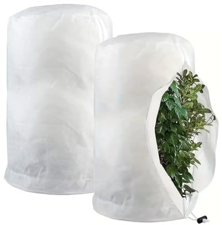 GOUYENG Saco Cubre Plantas,2 Piezas Cubierta de Arbol 60×80 cm,Funda para Plantas,Cubierta Protectora de Planta,Capuchas Planta Invierno,Cubiertas de Protección,para heladas de Invierno