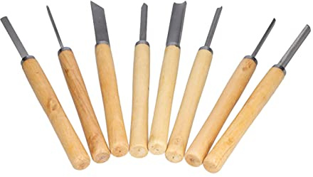 CHICIRIS Cinceles para Tornear Madera de Primera Calidad - Herramientas de Separación de Ranuras HHS para Tallar y Esculpir Madera - Juego de 8 Piezas, Alta Dureza y Tallado Rápido, Ligeros Portátiles