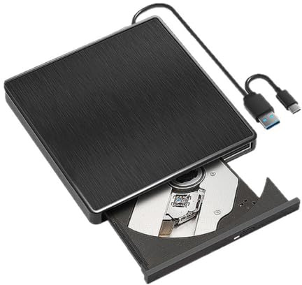 HOPILYIQS External Blu Ray Drive, USB 3.0 and Type-C Blu Ray Drive with Extension Data Cable, CD Burner Reader Writer Recorder for Desktop PC Windows 11/10/8/7 Linux Mac OS