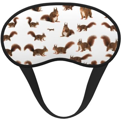 Söta ekorrar polyester sovmask, ljusblockerande sömn ögonmask, nattsovmask, ögonblinder