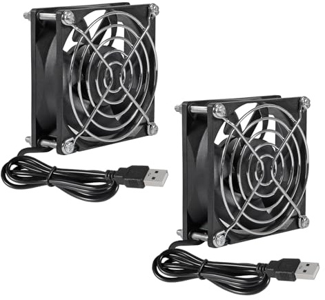 2Pcs USB Fan DC 5V 8025 80MM Cooling Fan 80x80x25mm USB Cooling Fan Comptuter Case CPU Cooling Fan Laptop with Metal Grill