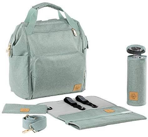 LÄSSIG Baby Wickelrucksack Wickeltasche inkl. Wickelzubehör nachhaltig produziert/Goldie Backpack, mint
