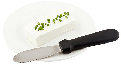 Restaurantware Met Lux 8.8 Inch x 1.3 Inch Butter Spreader 1 Dishwasher-Safe Sandwich Spreader - Plastic Handle Corrosion-Resistant Black Stainless Steel Spreading Knife For Slicing Or Spreading